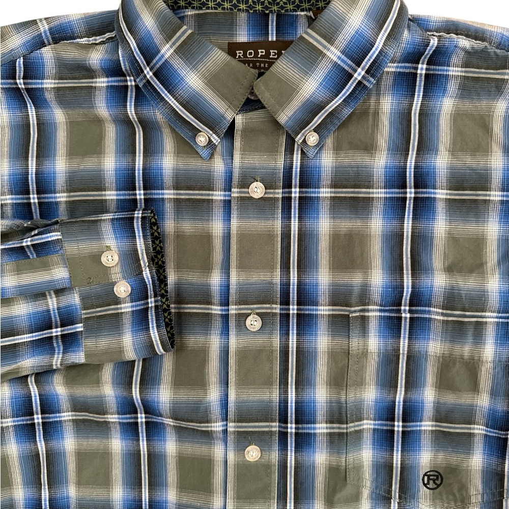 Roper Western Button Down Men’s Plaid‎ Long Sleeve Shirt Size Large Cowboy/Ranch